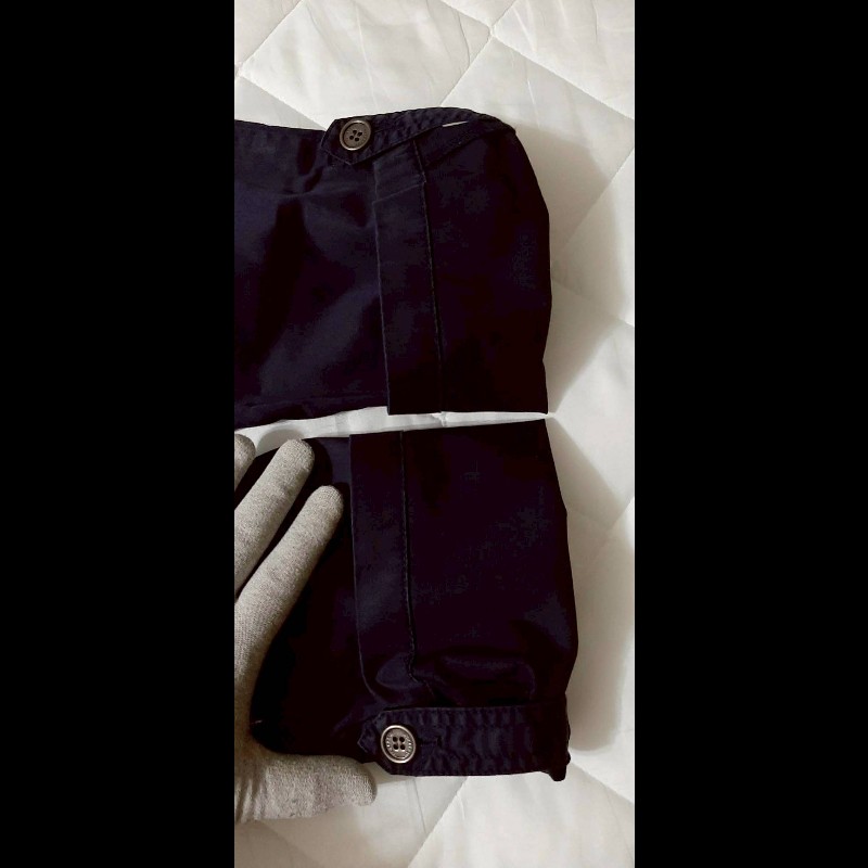 BURBERRY 博柏利 LONDON 牛皮標 女海軍藍多口袋彈性褲管反折八分褲38號-6