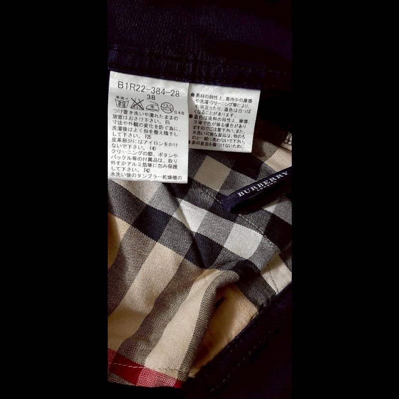 BURBERRY 博柏利 LONDON 牛皮標 女海軍藍多口袋彈性褲管反折八分褲38號-8