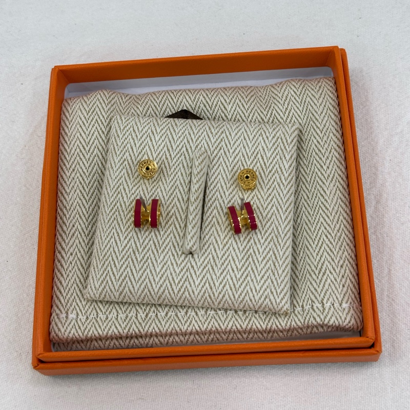 愛馬仕 popH mini 樹莓粉紅耳環 經典配色 超顯白-1