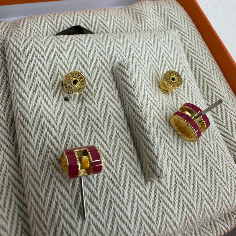 愛馬仕 popH mini 樹莓粉紅耳環 經典配色 超顯白-2