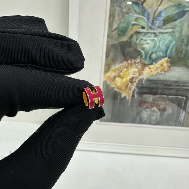 愛馬仕 popH mini 樹莓粉紅耳環 經典配色 超顯白-4