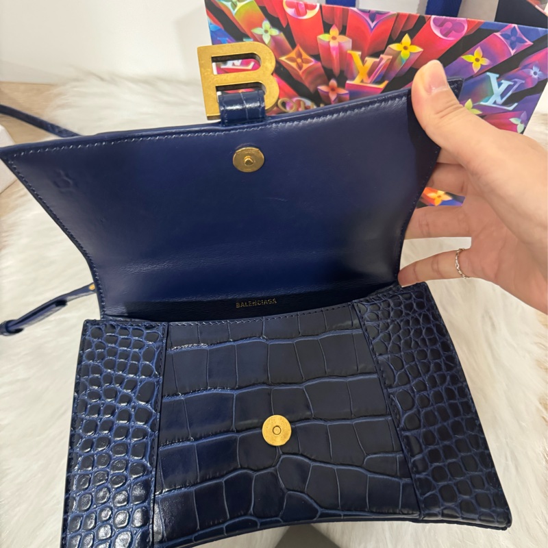 Balenciaga S小號 鱷魚壓紋沙漏包-3