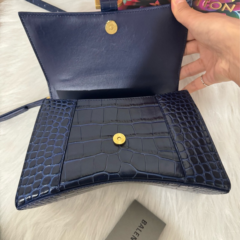 Balenciaga S小號 鱷魚壓紋沙漏包-4