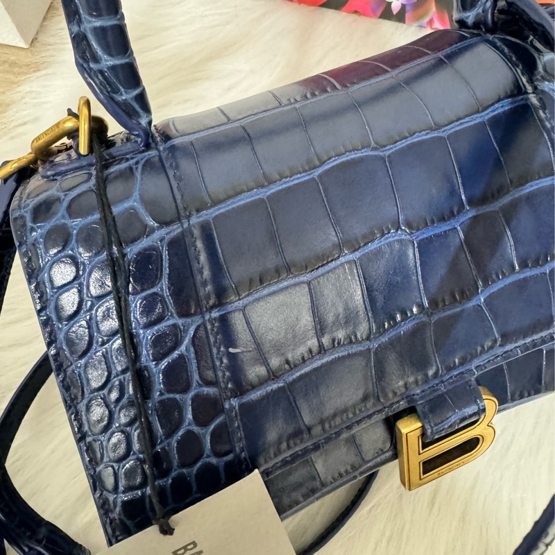 Balenciaga S小號 鱷魚壓紋沙漏包-10