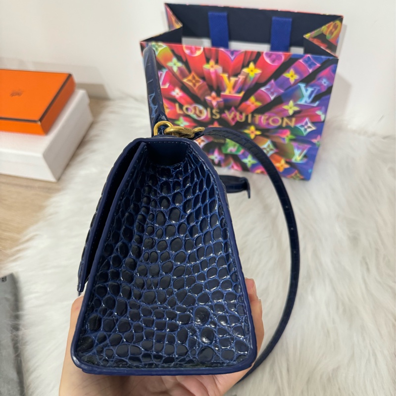 Balenciaga S小號 鱷魚壓紋沙漏包-18
