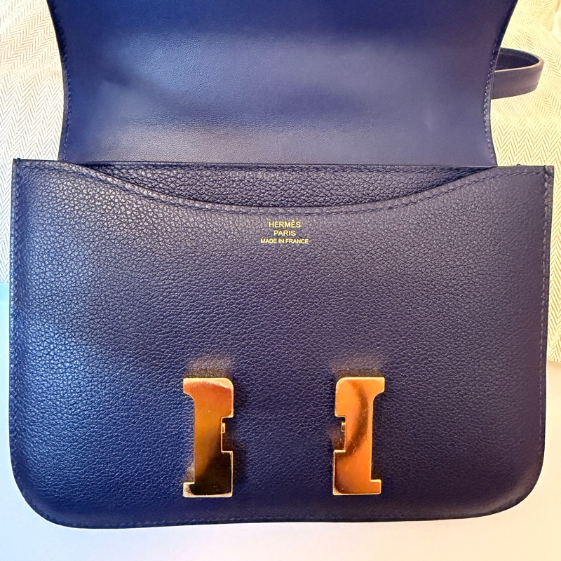 愛馬仕Hermes mini Constance 19 小康康 墨水藍金扣-1