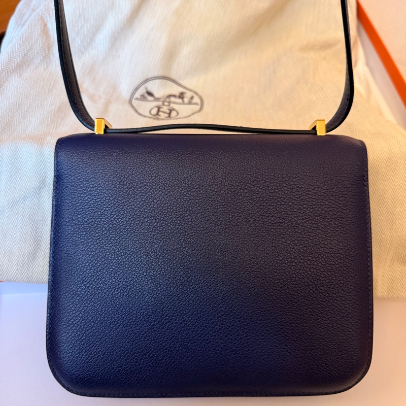 愛馬仕Hermes mini Constance 19 小康康 墨水藍金扣-3