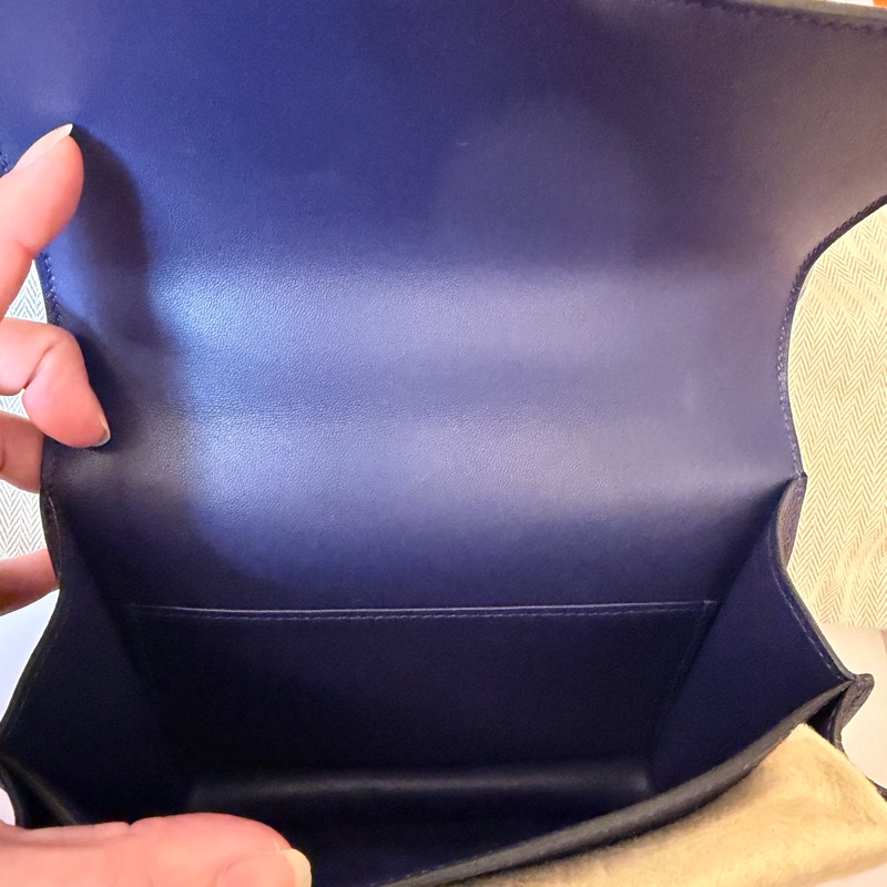 愛馬仕Hermes mini Constance 19 小康康 墨水藍金扣-4