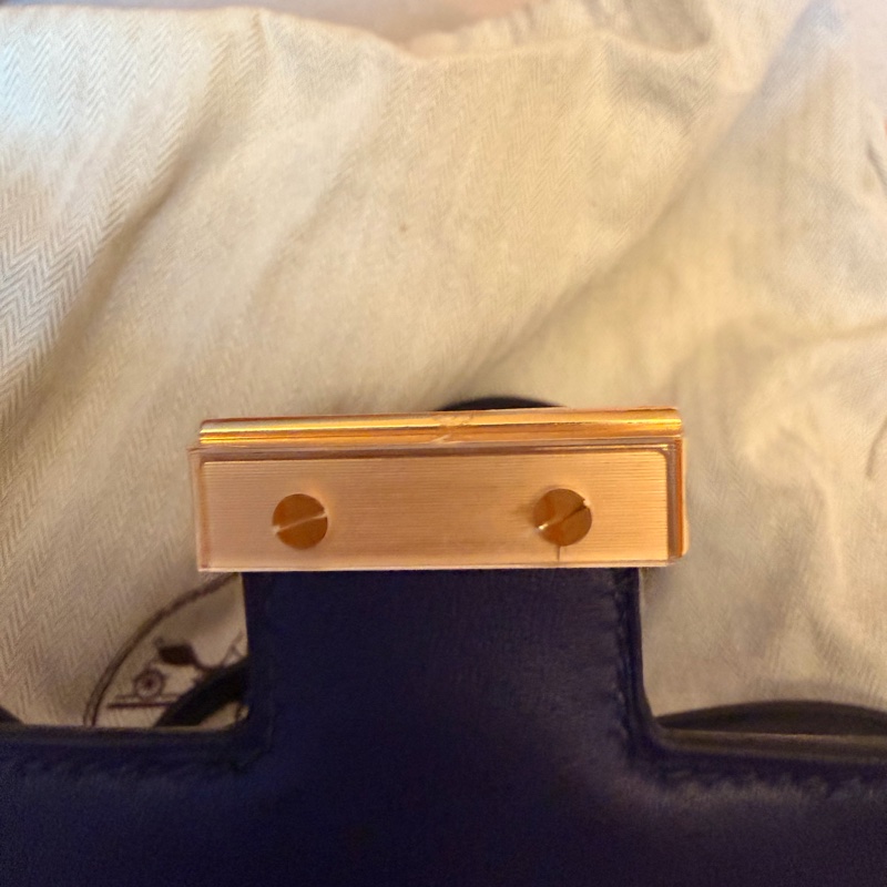 愛馬仕Hermes mini Constance 19 小康康 墨水藍金扣-5