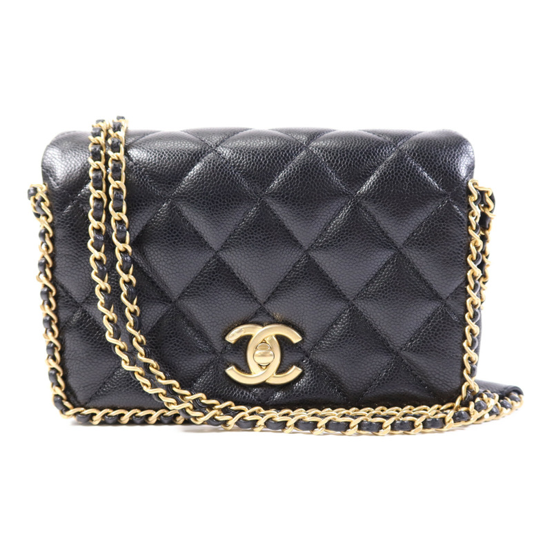 CHANEL 牛皮皮革Seasonal Matelasse金扣鏈帶肩背袋-0