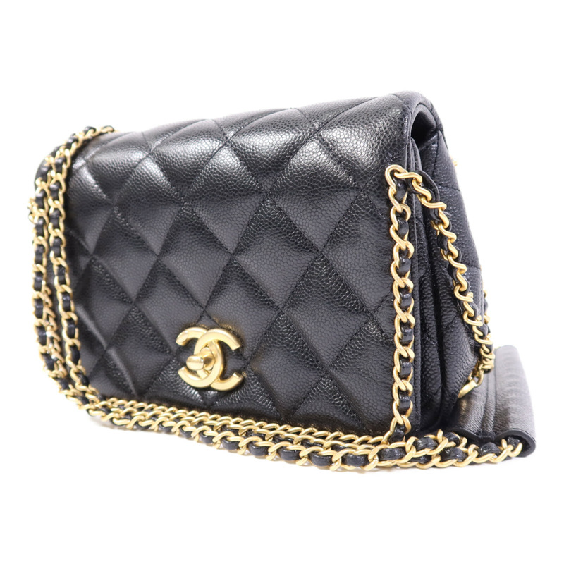 CHANEL 牛皮皮革Seasonal Matelasse金扣鏈帶肩背袋-2