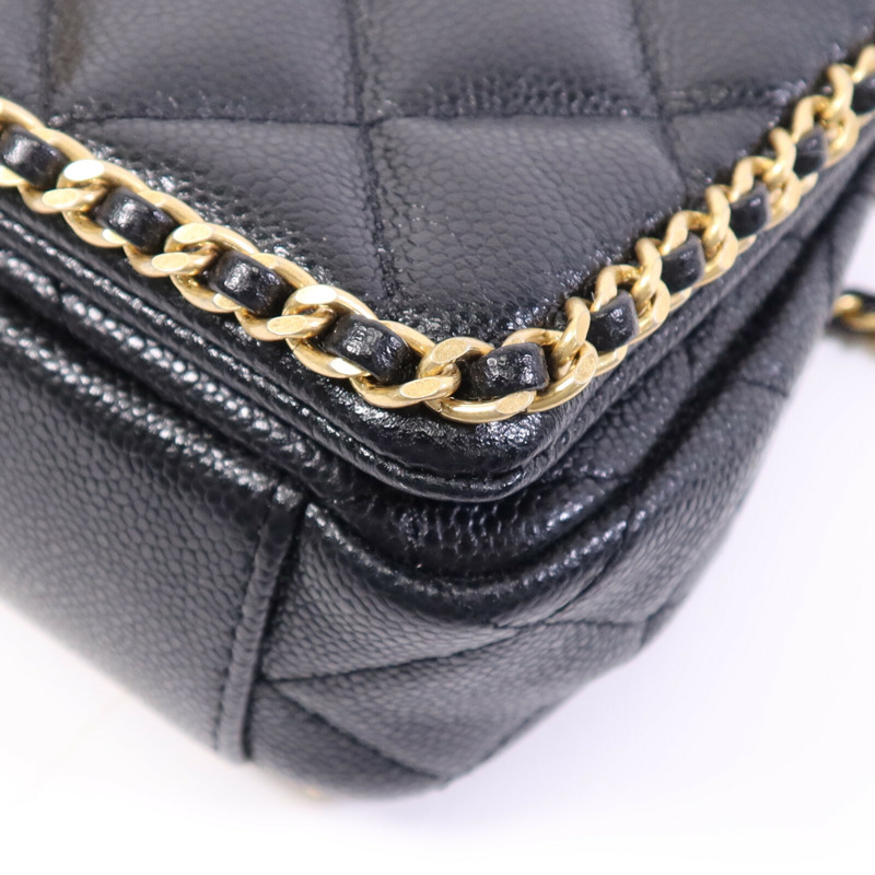 CHANEL 牛皮皮革Seasonal Matelasse金扣鏈帶肩背袋-4