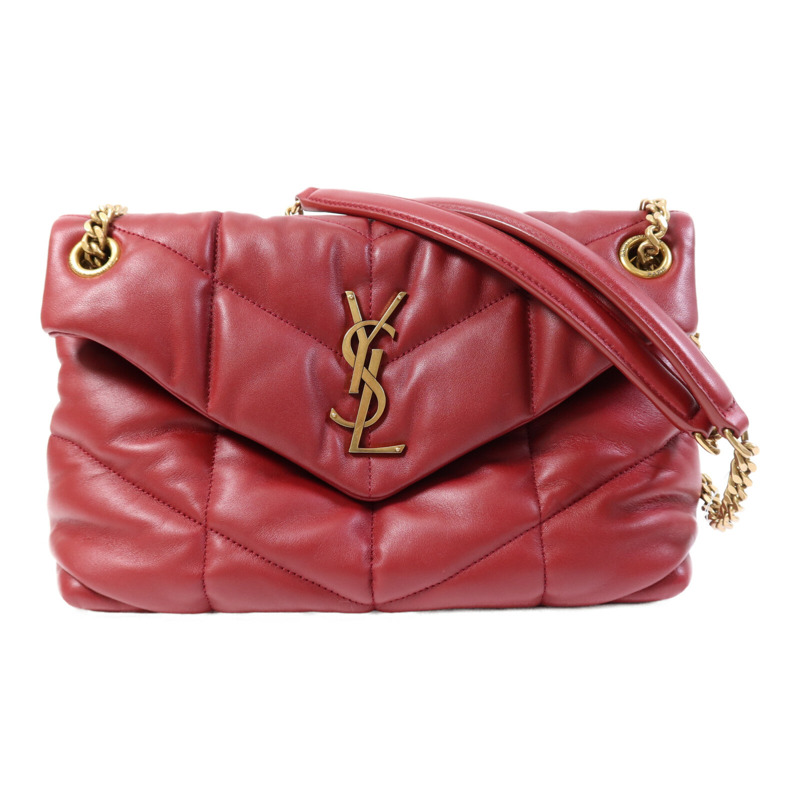 SAINT LAURENT 羊皮皮革Loulou Puffer金扣鏈帶肩背袋-0