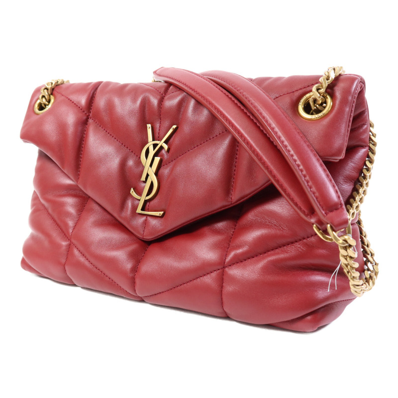 SAINT LAURENT 羊皮皮革Loulou Puffer金扣鏈帶肩背袋-2