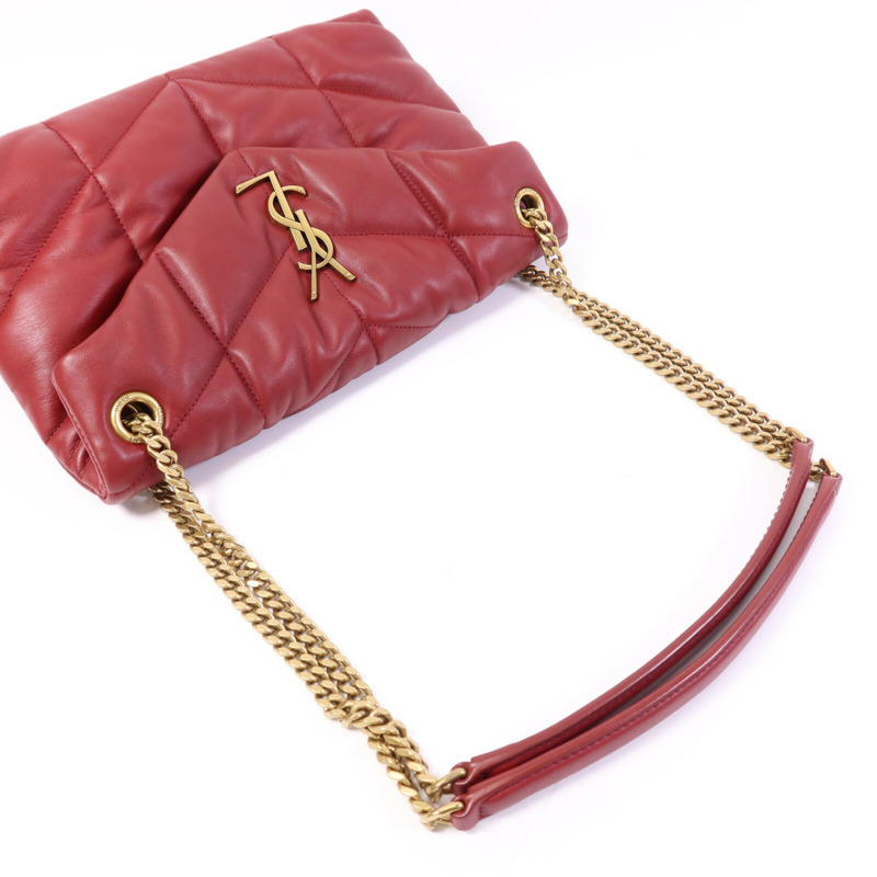 SAINT LAURENT 羊皮皮革Loulou Puffer金扣鏈帶肩背袋-9