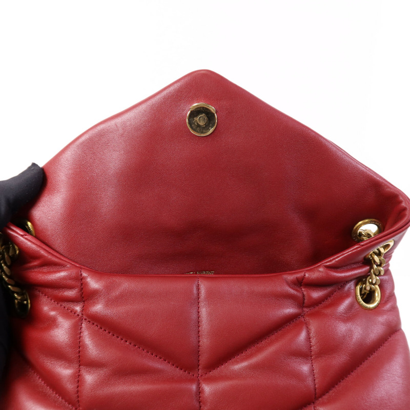 SAINT LAURENT 羊皮皮革Loulou Puffer金扣鏈帶肩背袋-10