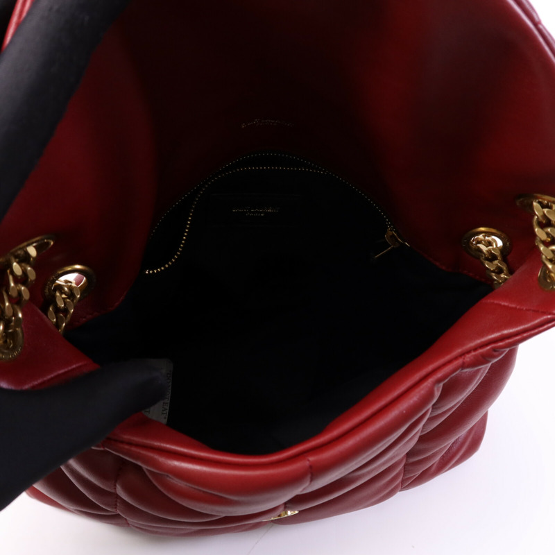 SAINT LAURENT 羊皮皮革Loulou Puffer金扣鏈帶肩背袋-13