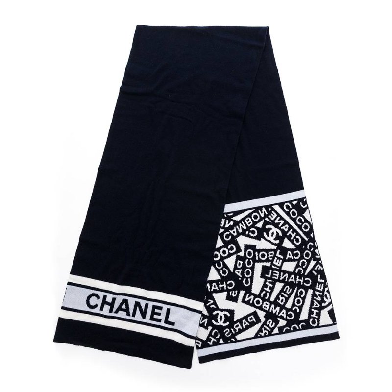 CHANEL香奈兒 經典雙C文字LOGO 羊絨圍巾-0
