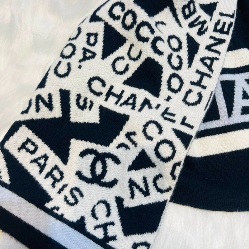 CHANEL香奈兒 經典雙C文字LOGO 羊絨圍巾-5