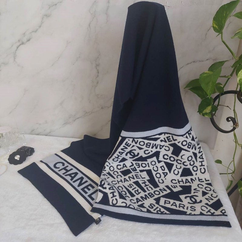 CHANEL香奈兒 經典雙C文字LOGO 羊絨圍巾-7