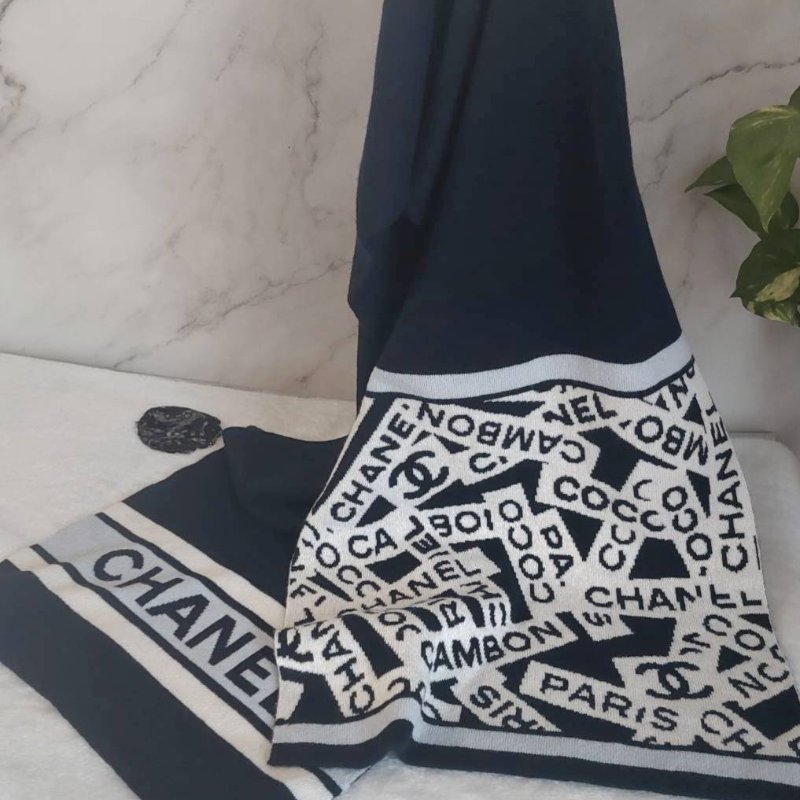 CHANEL香奈兒 經典雙C文字LOGO 羊絨圍巾-8