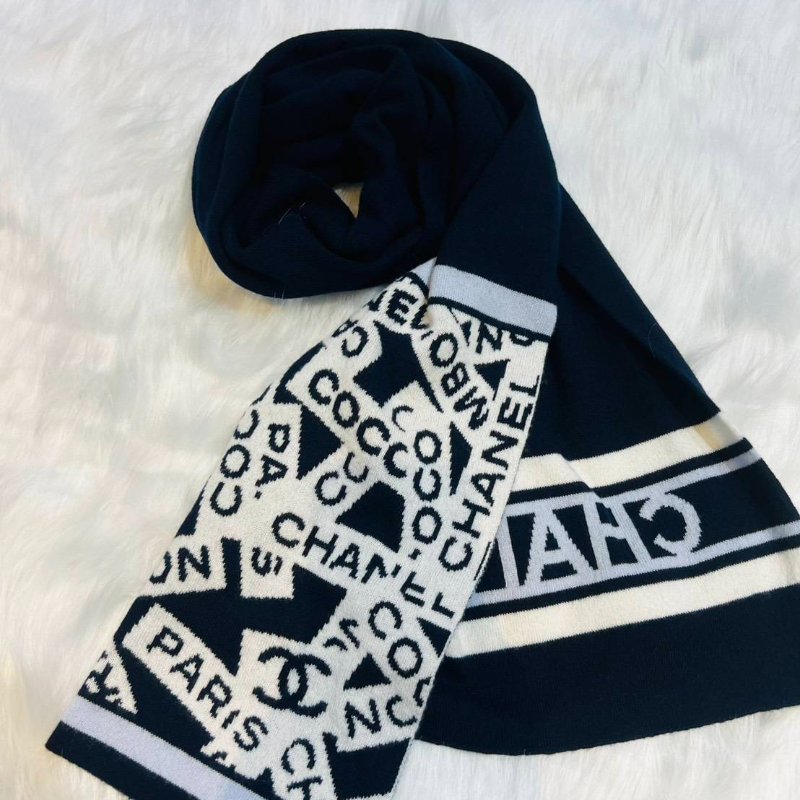 CHANEL香奈兒 經典雙C文字LOGO 羊絨圍巾-12