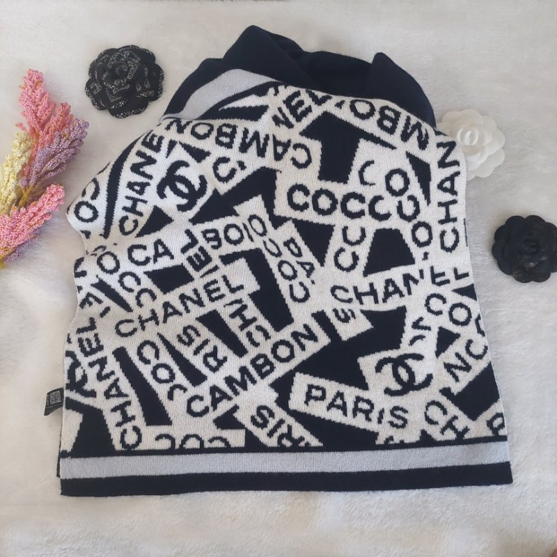 CHANEL香奈兒 經典雙C文字LOGO 羊絨圍巾-18