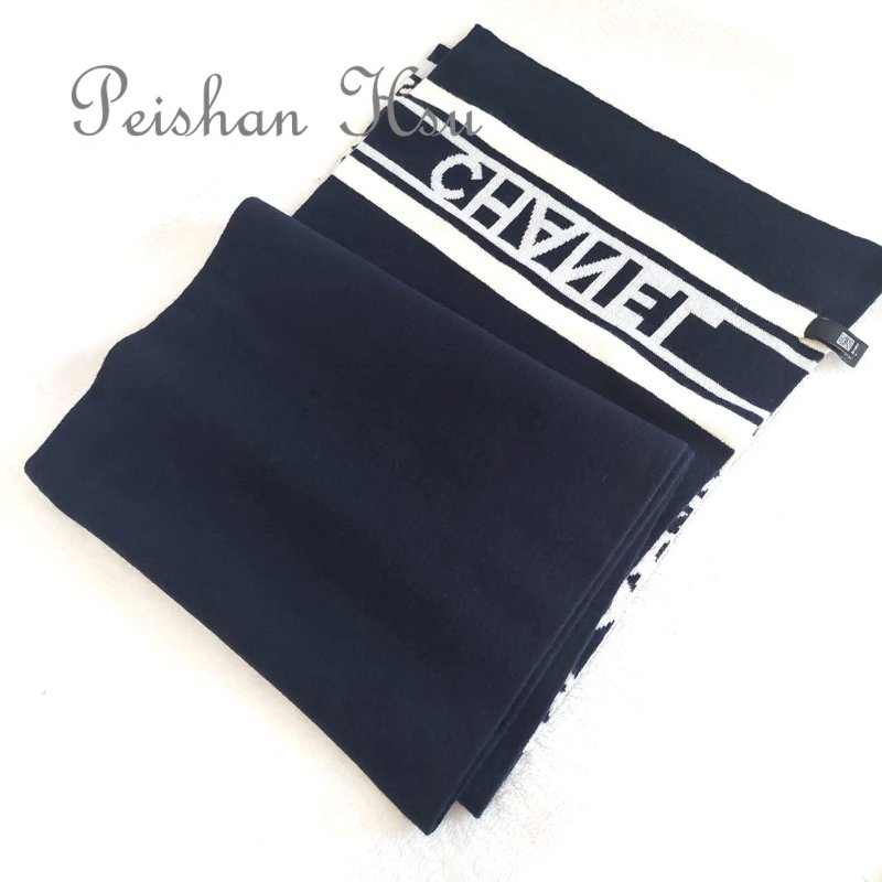 CHANEL香奈兒 經典雙C文字LOGO 羊絨圍巾-22