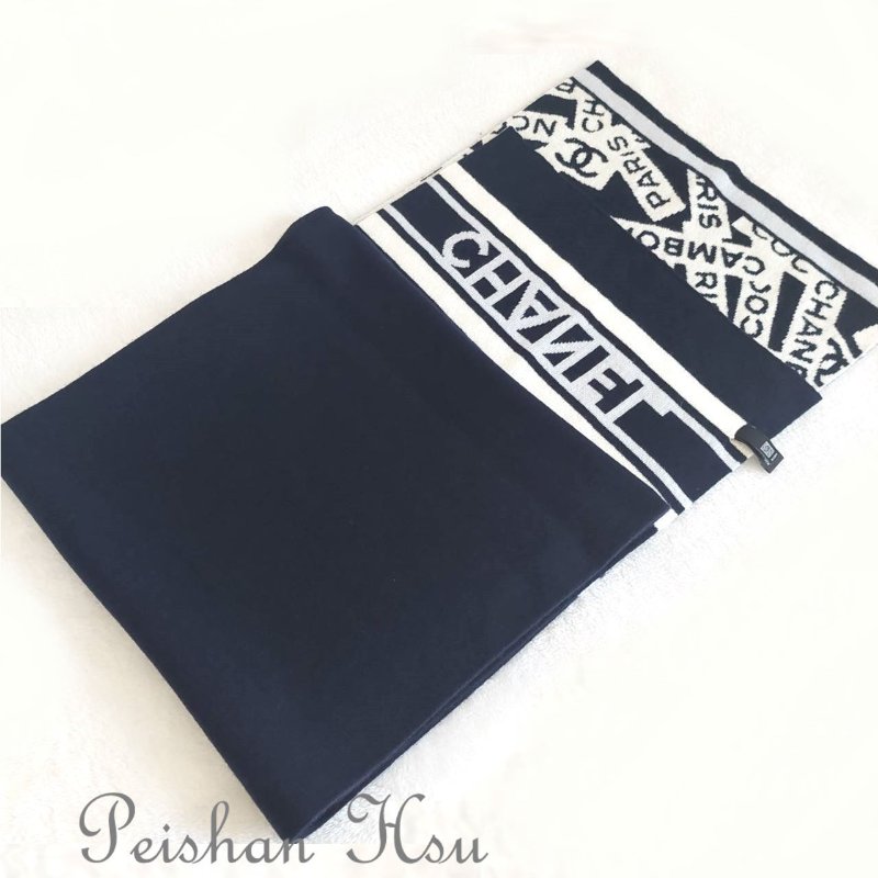 CHANEL香奈兒 經典雙C文字LOGO 羊絨圍巾-23