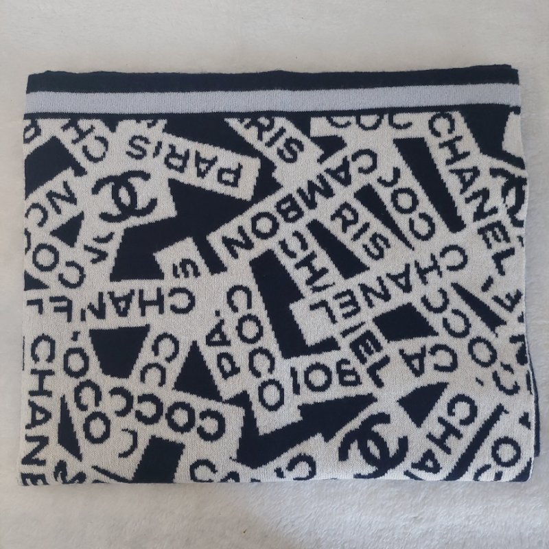 CHANEL香奈兒 經典雙C文字LOGO 羊絨圍巾-34