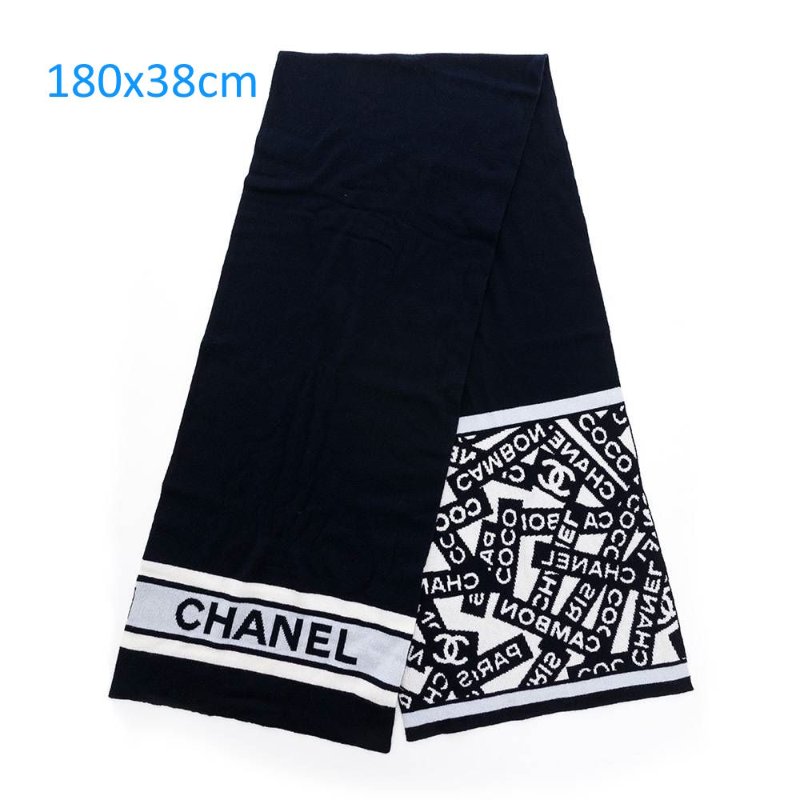 CHANEL香奈兒 經典雙C文字LOGO 羊絨圍巾-40