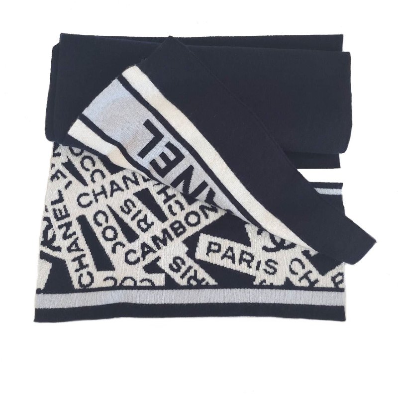 CHANEL香奈兒 經典雙C文字LOGO 羊絨圍巾-45