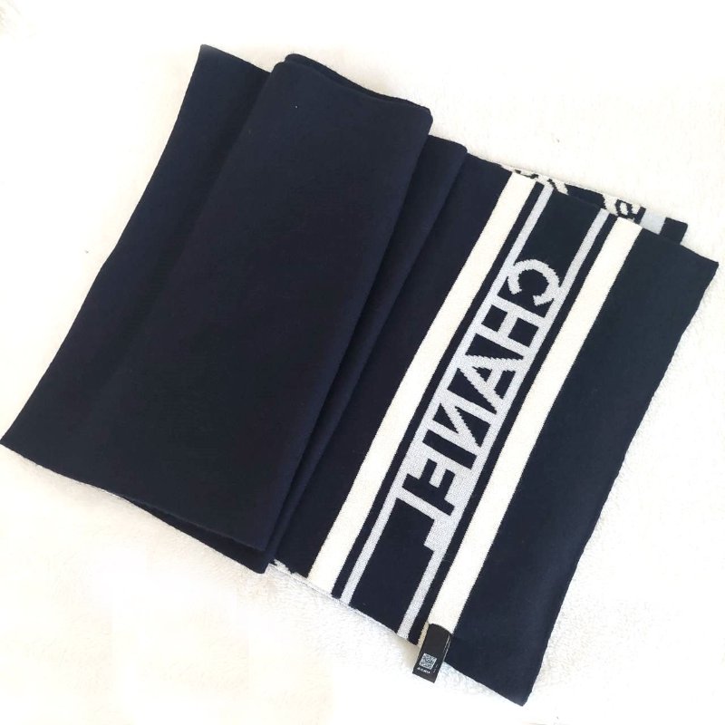 CHANEL香奈兒 經典雙C文字LOGO 羊絨圍巾-47