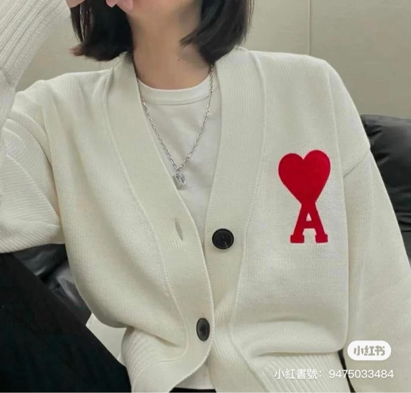 『AMI』 白色大愛心❤️羊毛開襟外套[S]&[M]-3