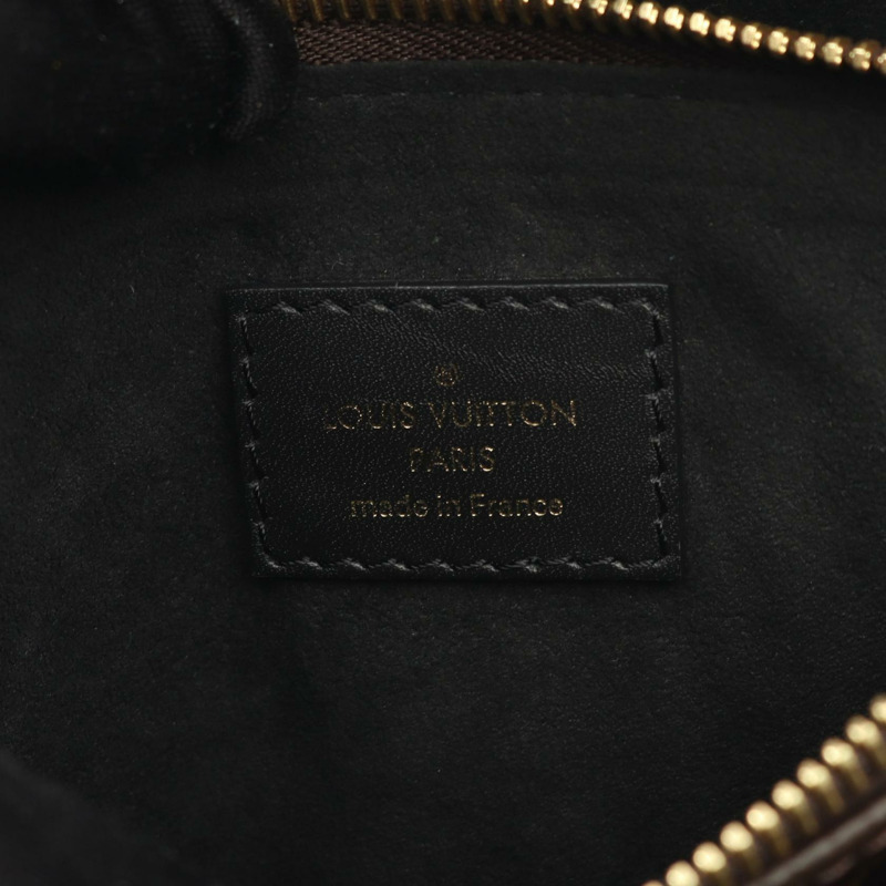 路易威登 (LOUIS VUITTON) 花卉圖案 Monogram 黑色手提包 M43550 PVC 塗層帆布皮革棕色黑色二手女士-3