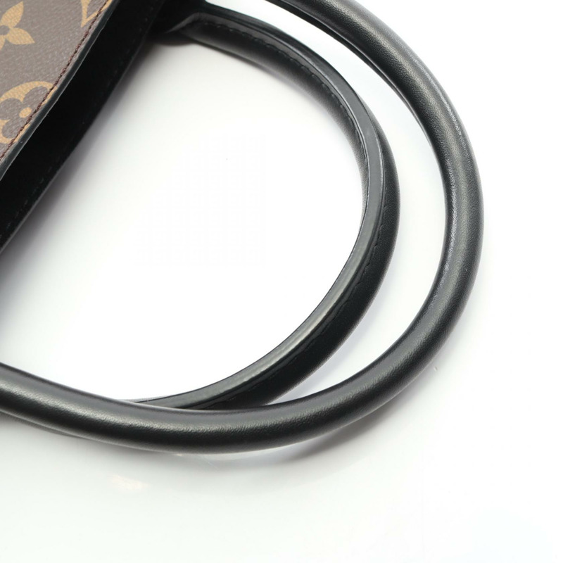 路易威登 (LOUIS VUITTON) 花卉圖案 Monogram 黑色手提包 M43550 PVC 塗層帆布皮革棕色黑色二手女士-6