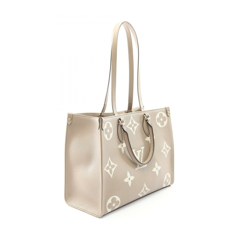 路易威登 On the Go MM 雙色手提包 M45494 Monogram empreinte 米色-1