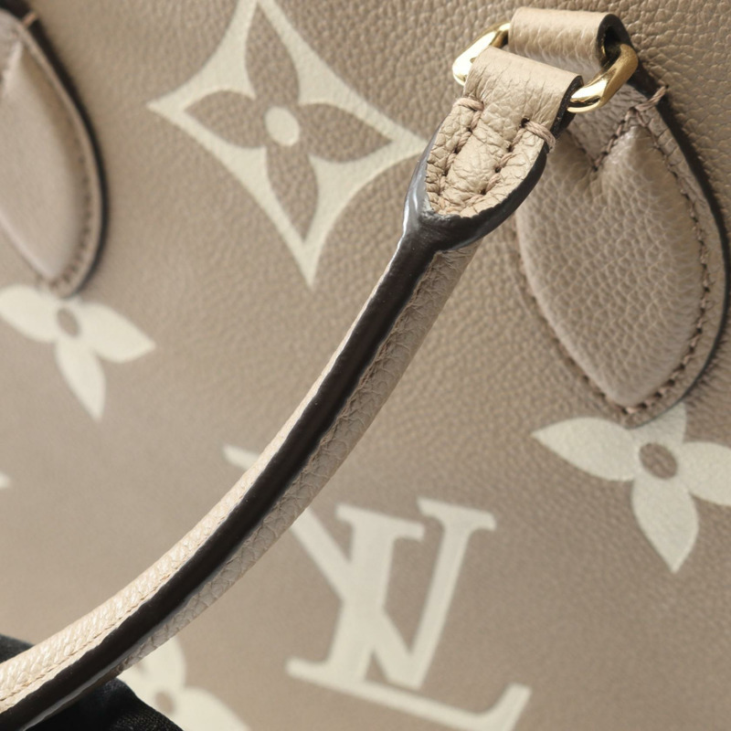 路易威登 On the Go MM 雙色手提包 M45494 Monogram empreinte 米色-5