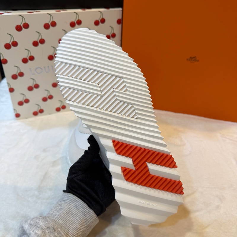 99新未使用 愛馬仕/Hermes 41碼 Bouncing運動鞋,紅白撞色,男款-5