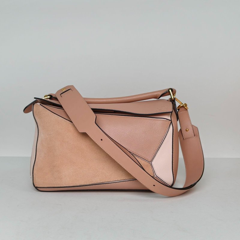 LOEWE Puzzle29幾何包中號拼色牛皮肩背包-0