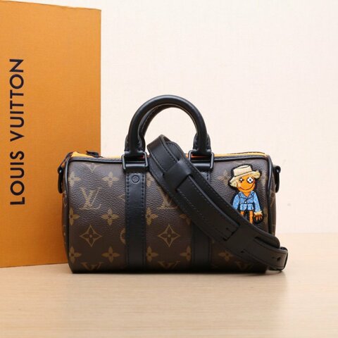 LOUIS VUITTON KEEPALLNano21拼老花牛皮/PVC2021稻草人21牛皮拼PVC肩背包