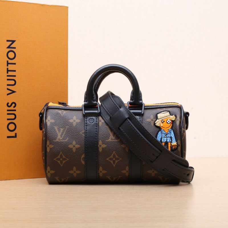 LOUIS VUITTON KEEPALLNano21拼老花牛皮/PVC2021稻草人21牛皮拼PVC肩背包-0