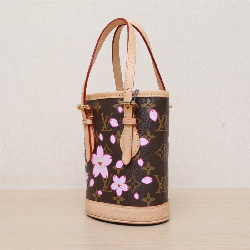 LOUIS VUITTON LVx村上隆聯名款cherryblossom櫻花系列水桶包老花PVC晶片肩背包-4
