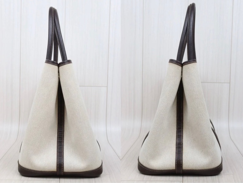 「JL精品代購」9新 愛馬仕熊貓色帆布拼皮花園36托特包-3