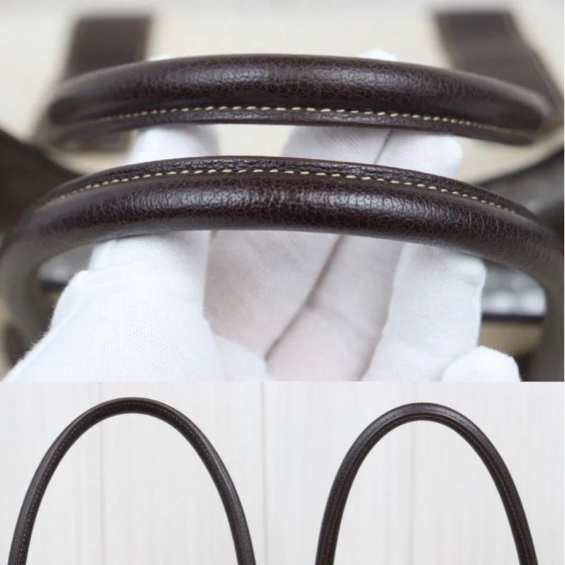 「JL精品代購」9新 愛馬仕熊貓色帆布拼皮花園36托特包-5