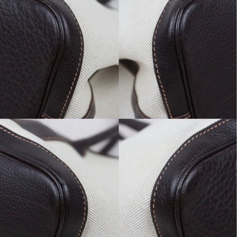 「JL精品代購」9新 愛馬仕熊貓色帆布拼皮花園36托特包-7