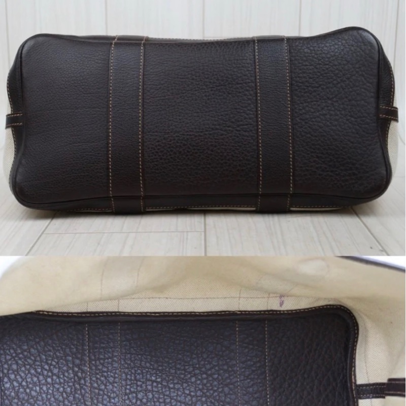 「JL精品代購」9新 愛馬仕熊貓色帆布拼皮花園36托特包-9