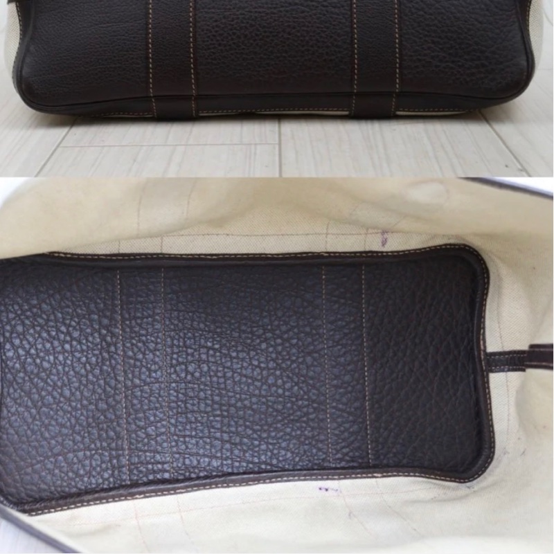 「JL精品代購」9新 愛馬仕熊貓色帆布拼皮花園36托特包-10