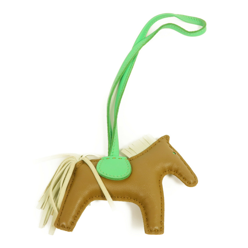 HERMES Milo皮革Rodeo PM掛飾Kraft/Vert Comics-1