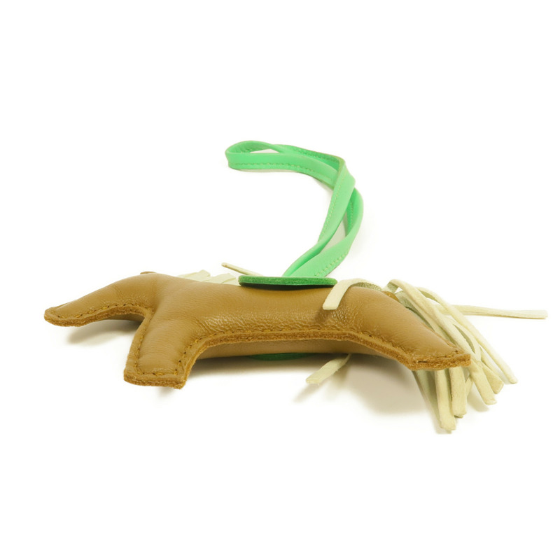 HERMES Milo皮革Rodeo PM掛飾Kraft/Vert Comics-2